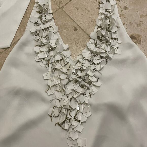 Ramy Brook Mitchell Top Ivory Beaded Halter | Glam, Resort Vacation S NWT $395 - Picture 6 of 14